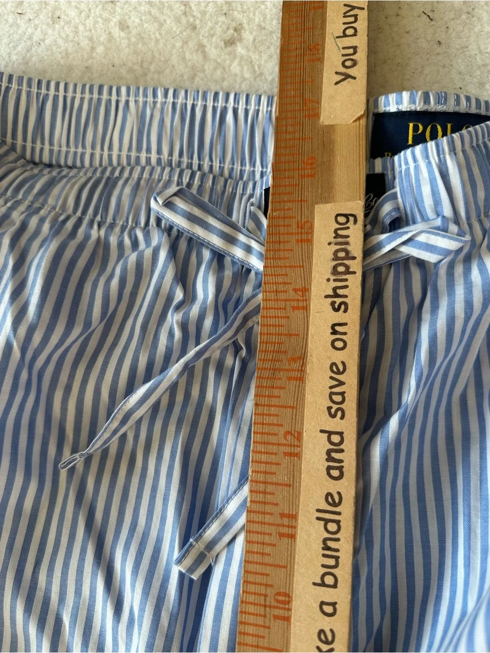 Polo by Ralph Lauren Blue and White Striped Men’s Pants 1XT lounge drawstring